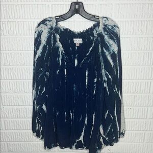Knox Rose Women's Blue Tie-Dye Top
